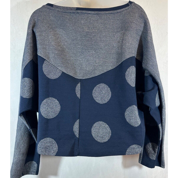 Elegant Gray and Blue Polka Dot Women's Blouse - Picture 5 of 10